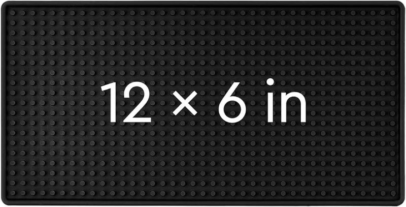 Radical Impact Rubber Bar Mat 6×12", Premium Countertop Mat for Coffee Bar, Home Bar & Kitchen, Durable 1cm Thick Rubber Drink Mat with Textured Surface That Helps Reduce Slipping, Black Bar Spill Mat - Image 1